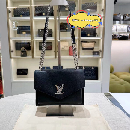 精品 超商免運 LOUIS VUITTON 路易威登 LV LOCKME 黑色全皮郵差包/鏈帶包/單肩包/斜挎包