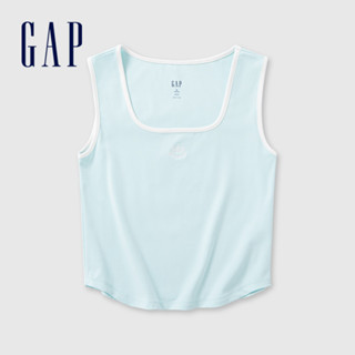 Gap 女裝 Logo方領針織背心 女友T系列-藍色(465243)
