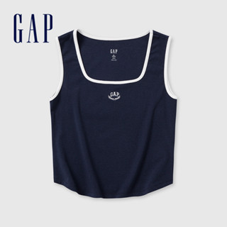 Gap 女裝 Logo方領針織背心 女友T系列-海軍藍(465243)