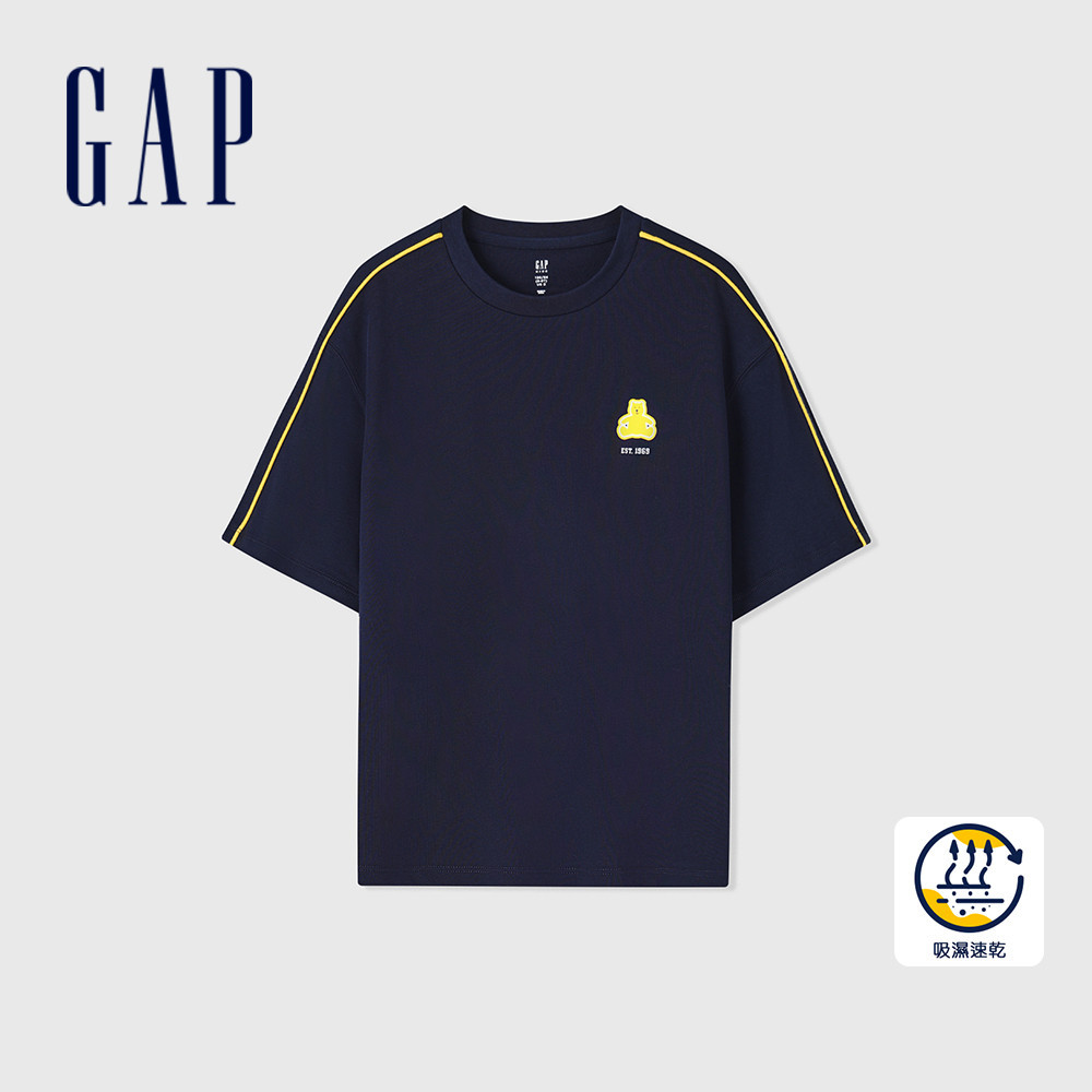 Gap 男童裝 Logo小熊印花圓領短袖T恤-海軍藍(466201)