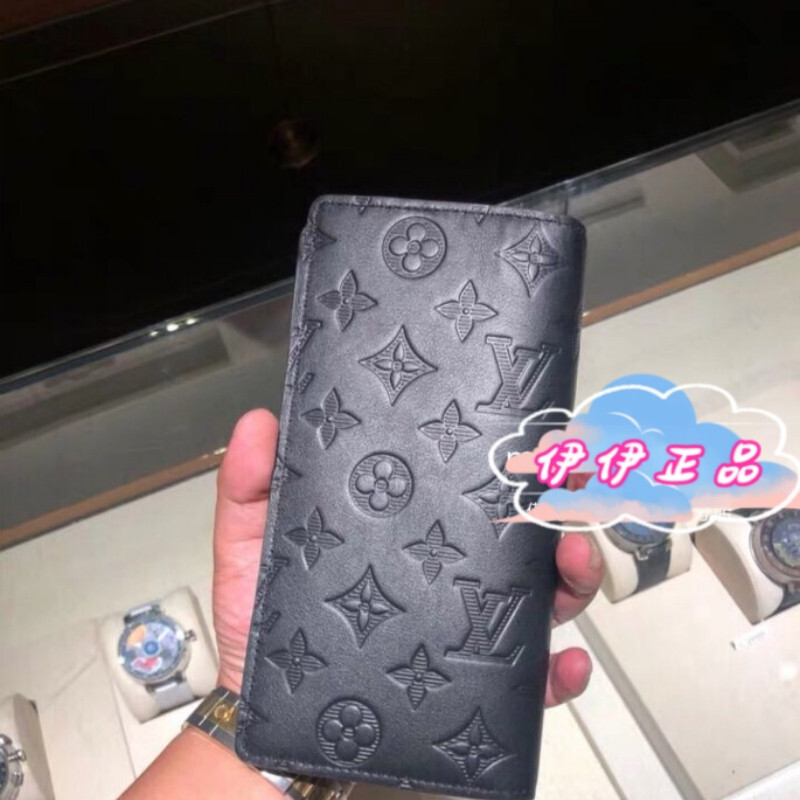 免運 LV BRAZZA 黑色 牛皮 壓紋 16卡 消光黑 拉鍊 長夾 M62900 對開