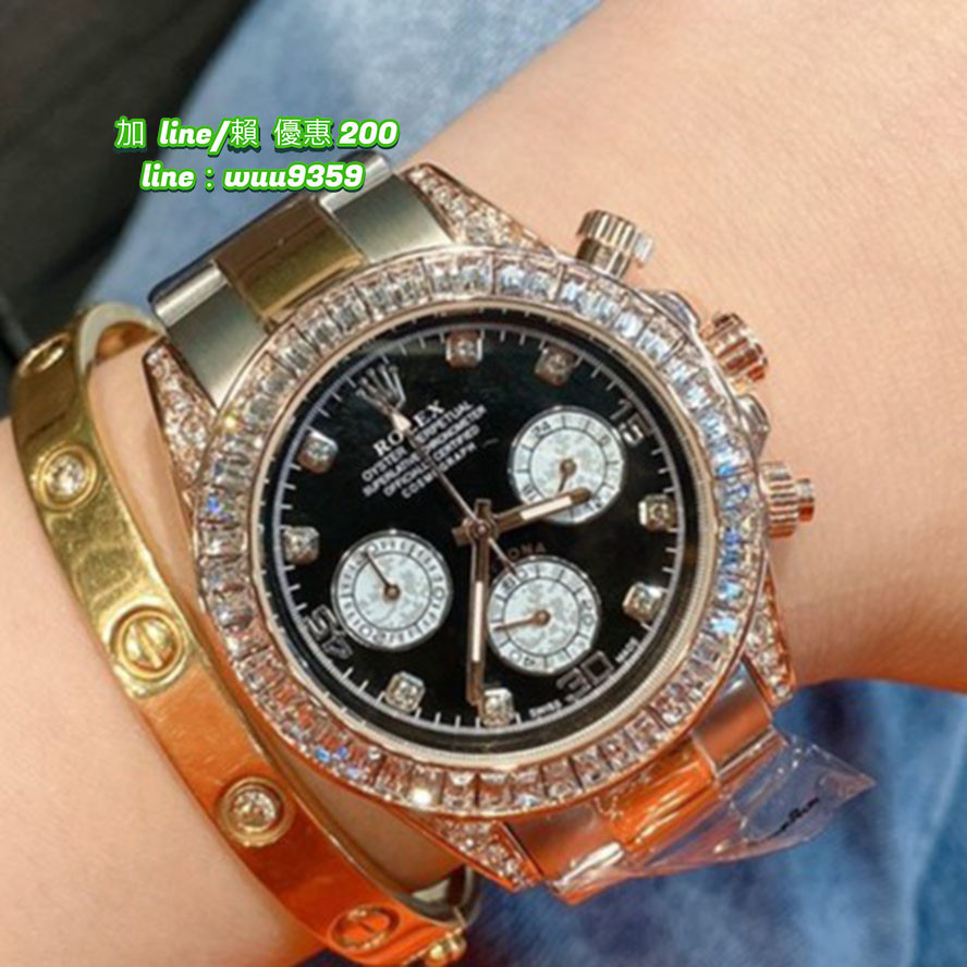 Rolex 勞力士 男女腕錶 精美石英錶 磚石表面+日曆時尚女錶 滿天星日誌系列全鑲鑽款石英機芯手錶 男士商務錶