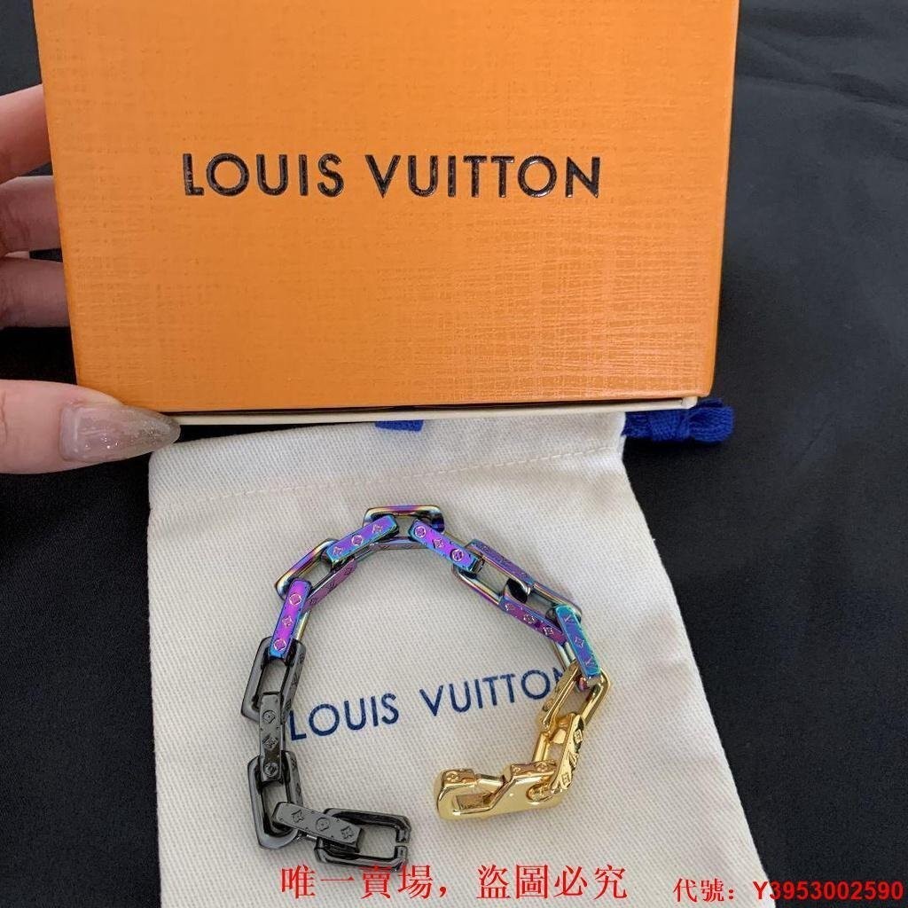 二手正品 LV 路易威登 MONOGRAM COLORS 中號 彩色鏈條 手鏈 古巴鏈 M68242 男女衕款