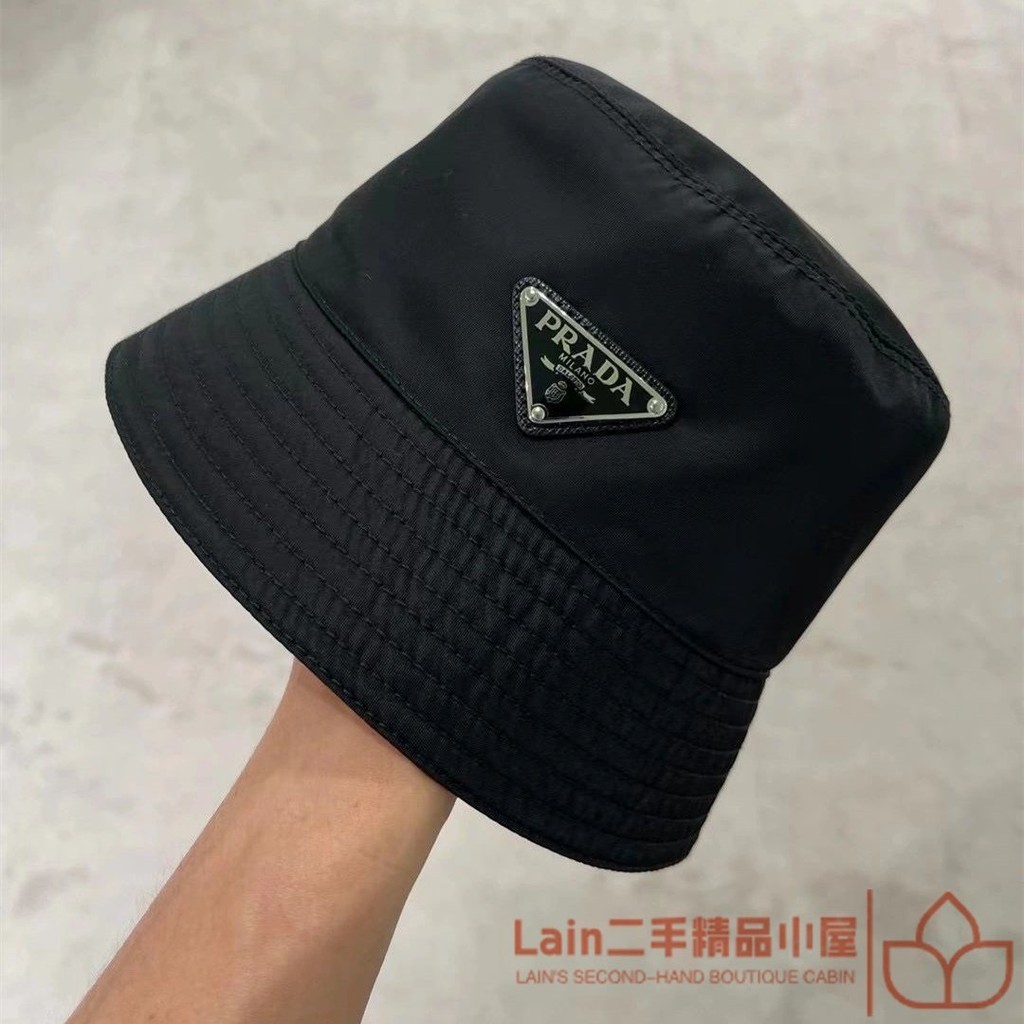 二手精品 PRADA 普拉達 Nylon Cap Nylon 黑色尼龍 漁夫帽 情侶帽 太陽帽 1HC137 男女同款