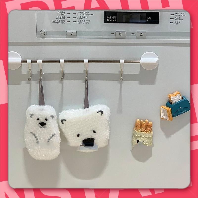 宜蘭出貨🐾百潔布2枚組可愛卡通小熊頭熊掌可掛式加厚海綿柔軟吸水廚房餐具海綿擦