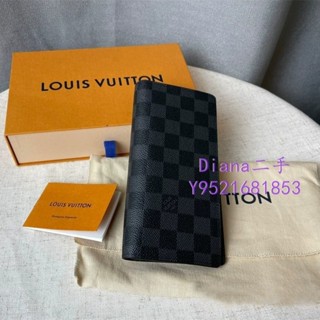 二手精品LOUIS VUITTON LV N62227 黑灰 格棋盤格 對折 長夾 皮夾