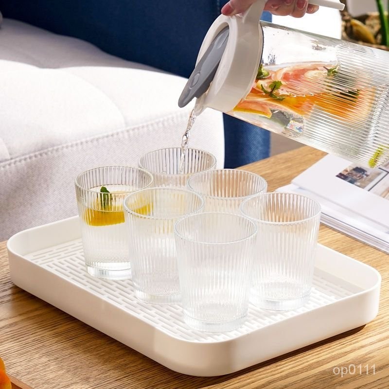 🌼桃園出貨🌼加厚託盤水杯瀝水置物架創意長方形茶臺盤傢用碗筷玻璃杯架收納盒