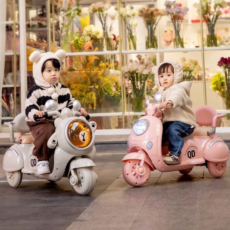 台灣出貨 兒童電動摩托車 兒童三輪車 電動車 摩托車 兒童摩托車 男女孩寶寶車小孩可坐人充電雙人 遙控玩具車1