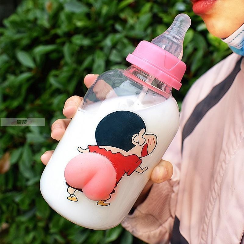 黛蒂·學生隨手杯成人奶嘴成人奶瓶韓版女創意個性奶瓶玻璃可愛奶瓶 新解壓杯卡通可愛高顏值成人奶瓶大容量奶嘴杯大人