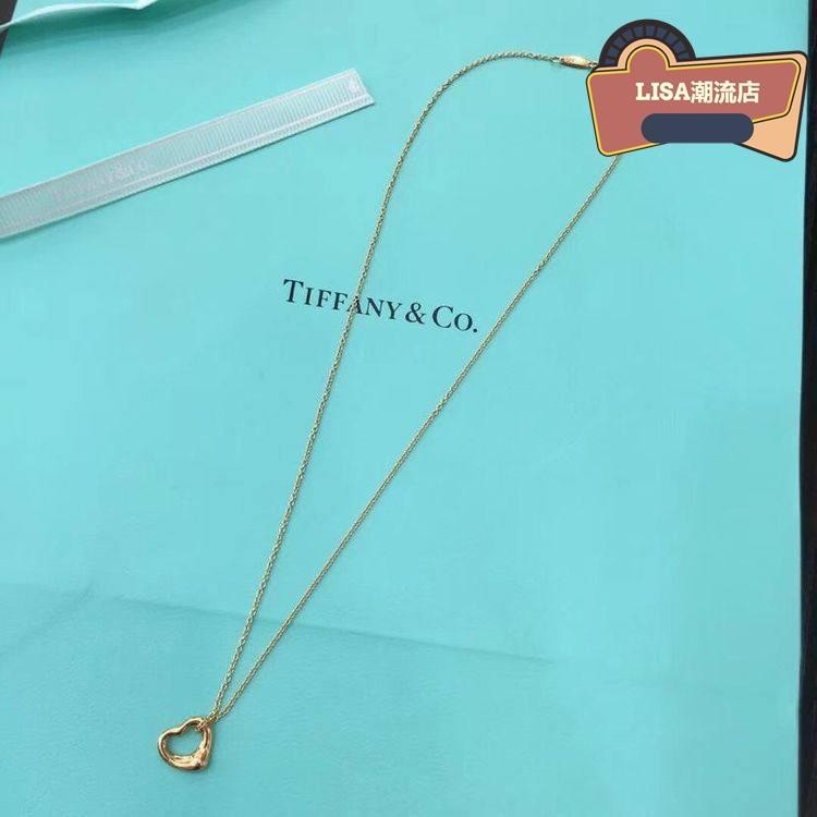 嚴選二手 Tiffany &amp; Co./蒂芙尼 女士 飾品 18K鑲鑽 小號 心形項鍊 愛心 金色