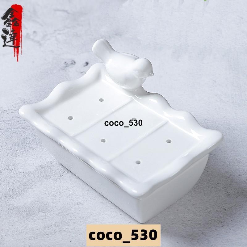 🔥好物推荐🔥美式創意陶瓷小鳥肥皂盒香皂盒帶蓋瀝水雙層家居浴室肥皂托盤擺件coco_530