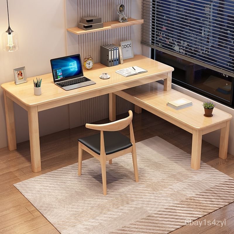 全實木書桌學生傢用轉角多功能寫字桌簡約現代臥室可伸縮電腦桌椅 辦公桌 電腦桌 轉角書桌 寫字桌 工作臺 L型書桌