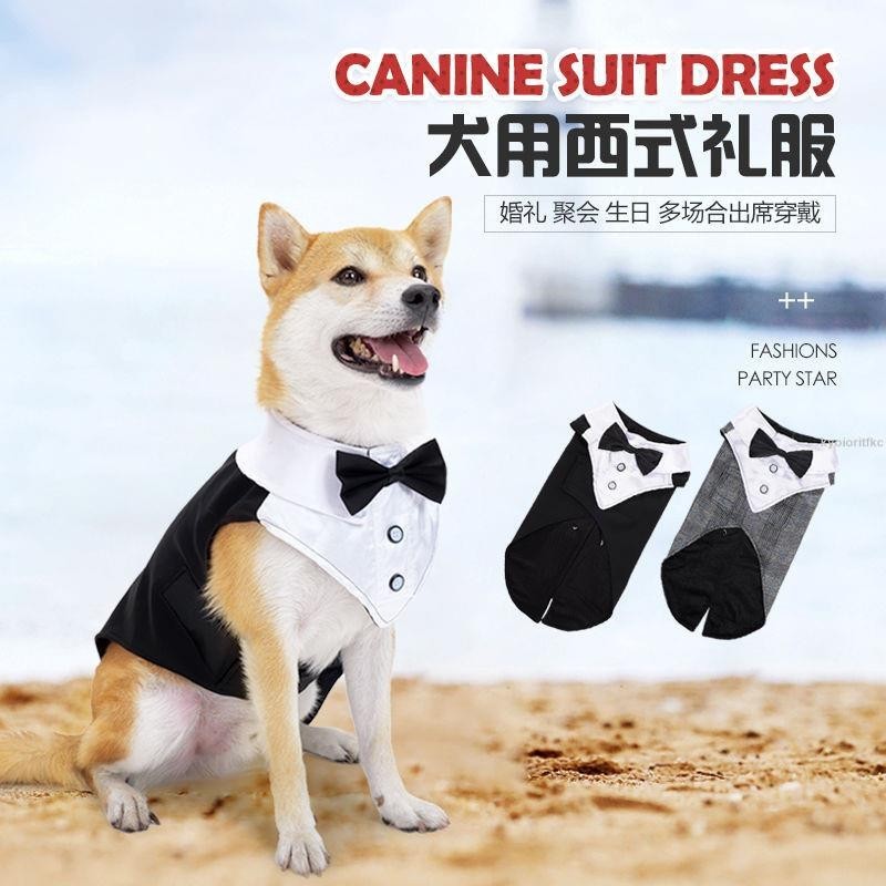 ⚡寵物婚慶用品狗狗西裝禮服帥氣紳士柴犬衣服透氣不悶熱中型犬衣服