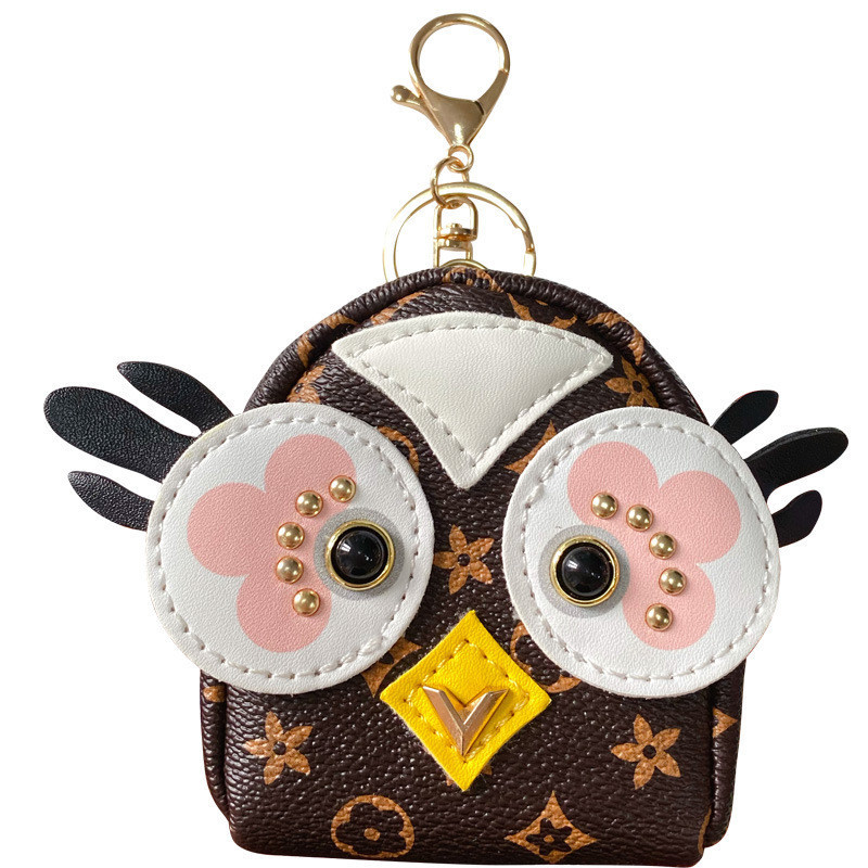 創意韓版貓頭鷹包 老花零錢包LVs小錢包 包包掛件可愛貓頭鷹 迷你小書包 學生鑰匙包 零錢包 硬幣包