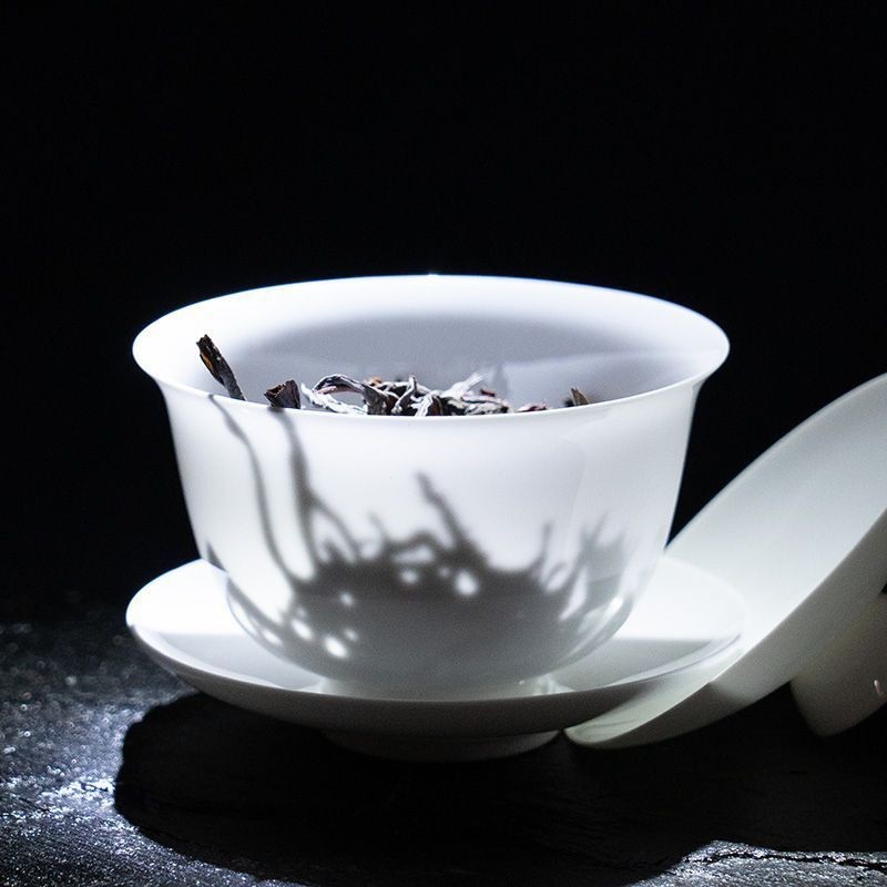 潮州骨瓷薄胎泡茶器三纔蓋碗半手工潮汕功夫茶具輕薄透光高端旅行