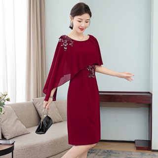 紅色禮服 宴會禮服洋裝晚禮服裙 喜婆婆婚宴禮服 婚禮年輕媽媽洋裝晚禮服裙喜婆婆婚宴裝洋裝婚禮年輕款媽媽小個子丈母