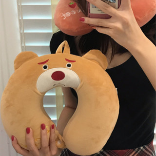 頭枕 U型頭枕 枕頭 委屈表情熊熊 呆萌可愛小熊u型枕記憶棉可拆洗便攜旅行護頸枕回彈