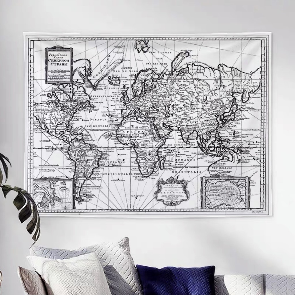✨超讚好物✨網紅ins復古世界地圖簡約個性裝飾掛布宿舍房間臥室裝扮背景布