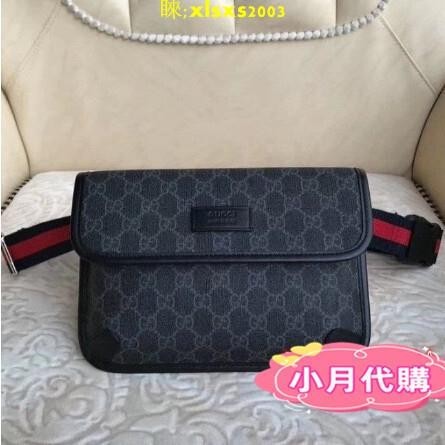 二手精品GUCCI 古馳 Supreme 帆布腰包 男士腰包 單肩包 胸包 斜挎包 598113 實拍/免運