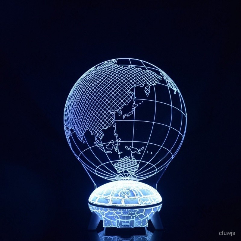 北北🔥熱銷榜地球儀3D小夜燈兒童節日禮品學生益智玩具桌麵認知裝飾七彩小夜燈