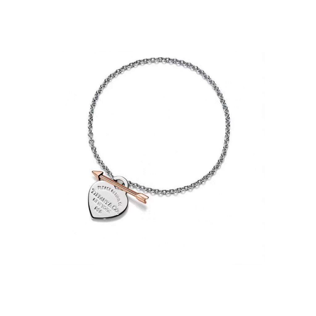 歐美精品 TIFFANY 心形❤ 銀色玫瑰金箭 手鍊 項鍊一見傾心 手環 戒指 項鏈 手鏈 首飾 飾品 時尚款禮物款