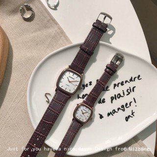 送禮好物 💕chic複古方形小巧錶盤韓版簡約時尚休閒皮帶手錶女學生情侶對錶男