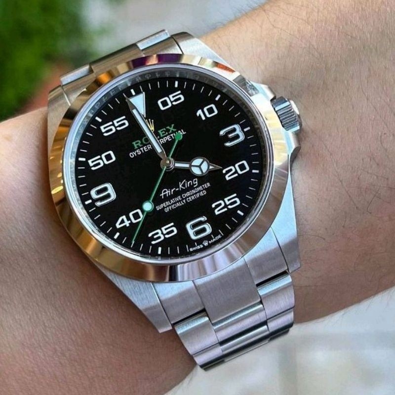 二手全新勞力士 100% 原裝 Air King 手錶男士自動手錶男士 42 毫米直徑夜光不銹鋼時鐘