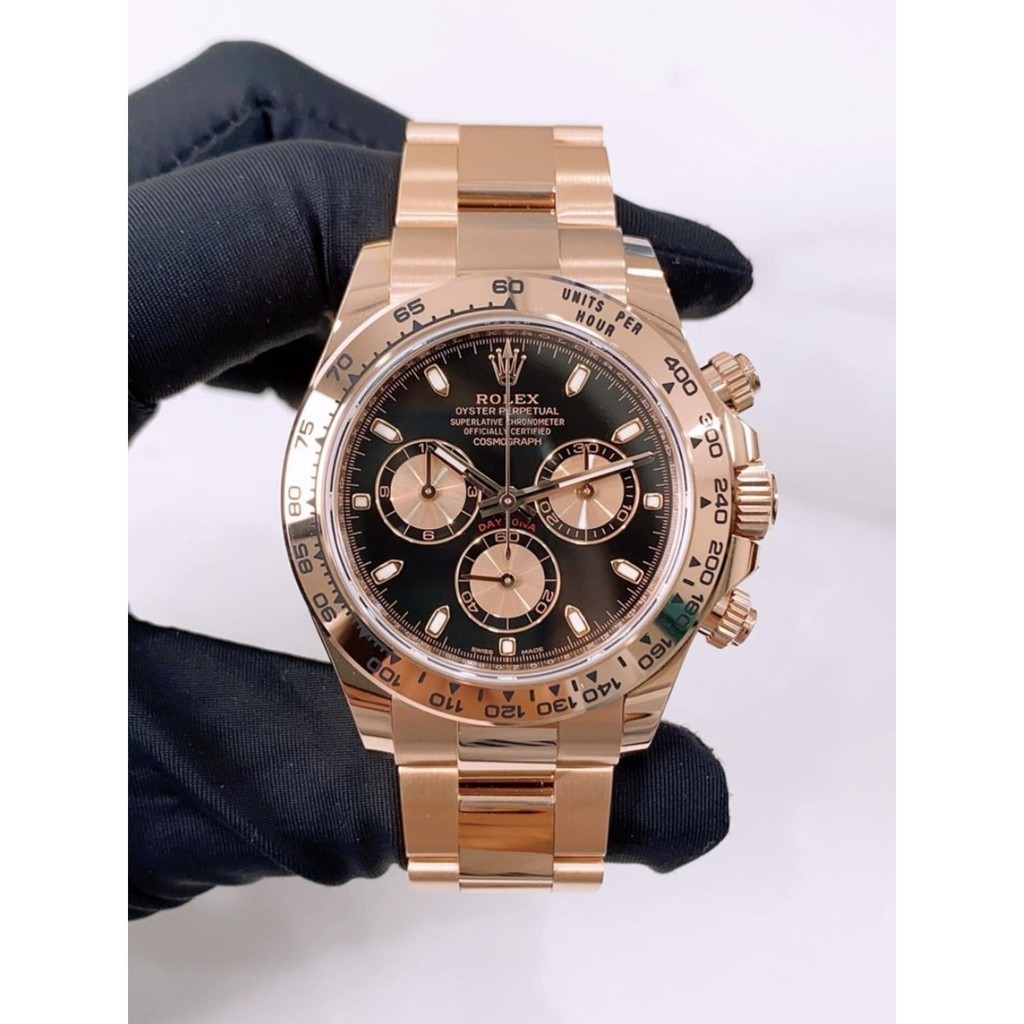 二手全新勞力士代托納玫瑰金 40 手錶直徑金錶殼金錶帶計時碼表自動瑞士中性手錶