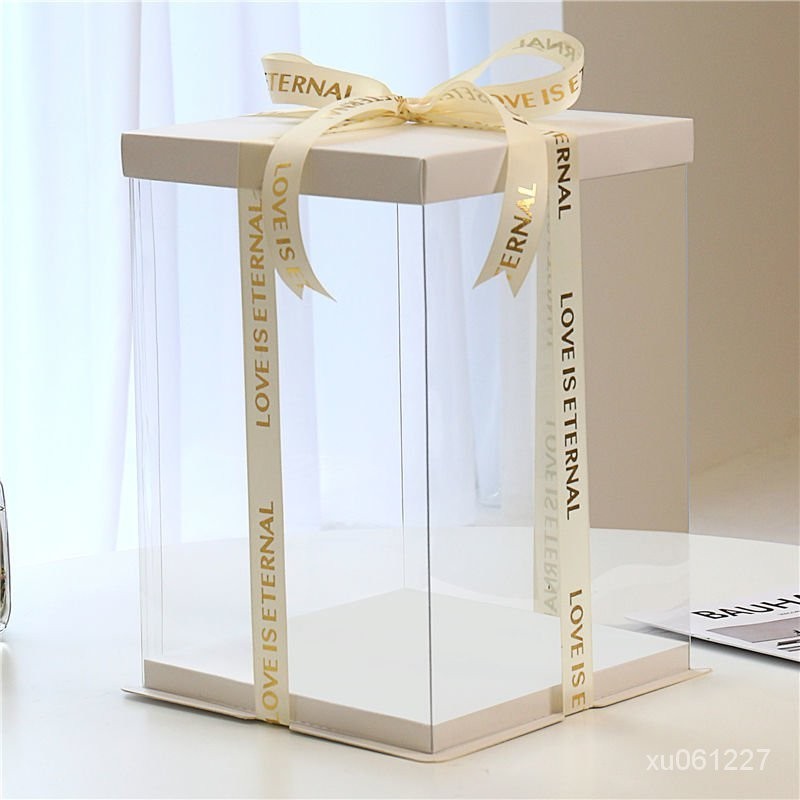 🔥客製/熱賣🔥網紅樂高積木防塵套圈婚鞋全透明生日蛋糕包裝空盒單個禮盒子 RXPI