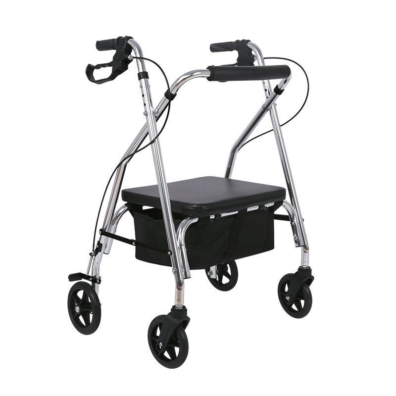 老年購物車手推買菜車老人助行器車四輪可坐折疊輕便輪椅車購物車 FNV2