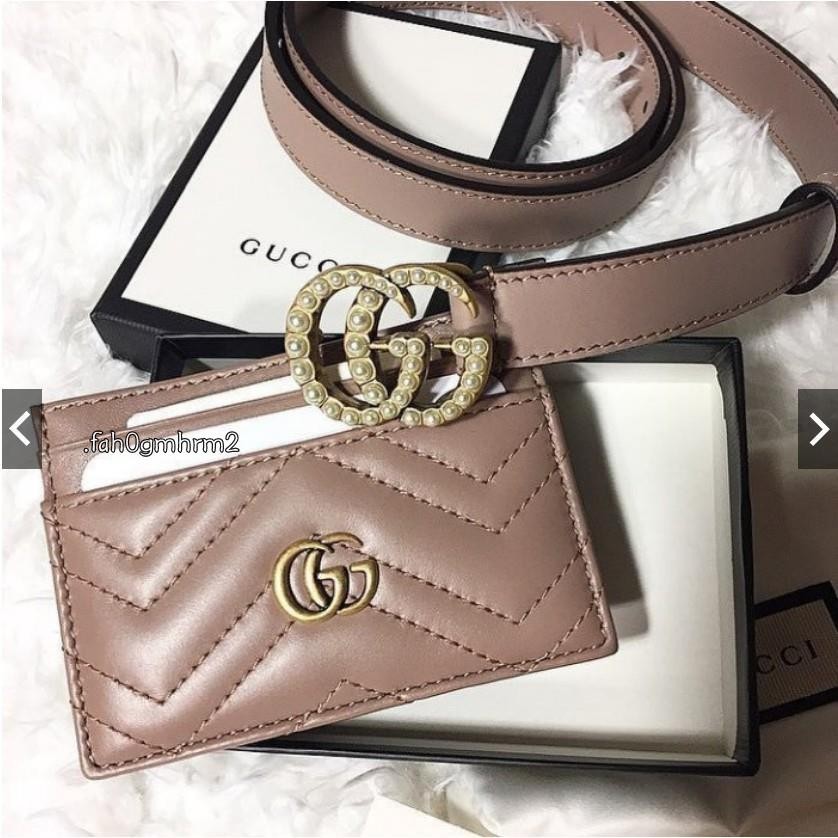 二手現貨 Gucci Marmont GG logo信用卡夾 名片夾 粉裸色 免運