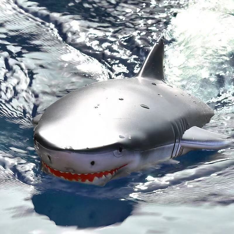 仿真 鯊魚 遙控快艇 二合一防水 充電無線電動水上兒童 玩具 遙控船 模型