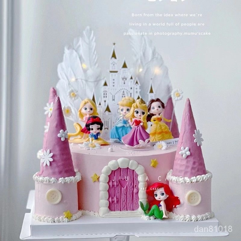 【糖心烘焙】Q版白雪公主愛莎冰雪奇緣貝兒美人魚生日蛋糕裝飾擺件玩偶女孩 KCPR