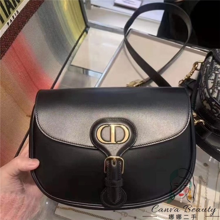 二手精品 Dior 迪奧 Bobby 黑色 牛皮 金釦 小號 馬鞍包 肩背包 斜背包