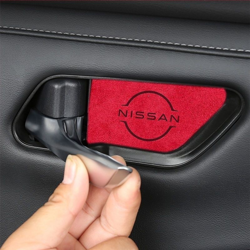 【Nissan專用】 適用於Sentra B18 日産新軒逸14代天籟奇駿金屬碳釺維包翻毛皮內門碗貼內飾改裝配件
