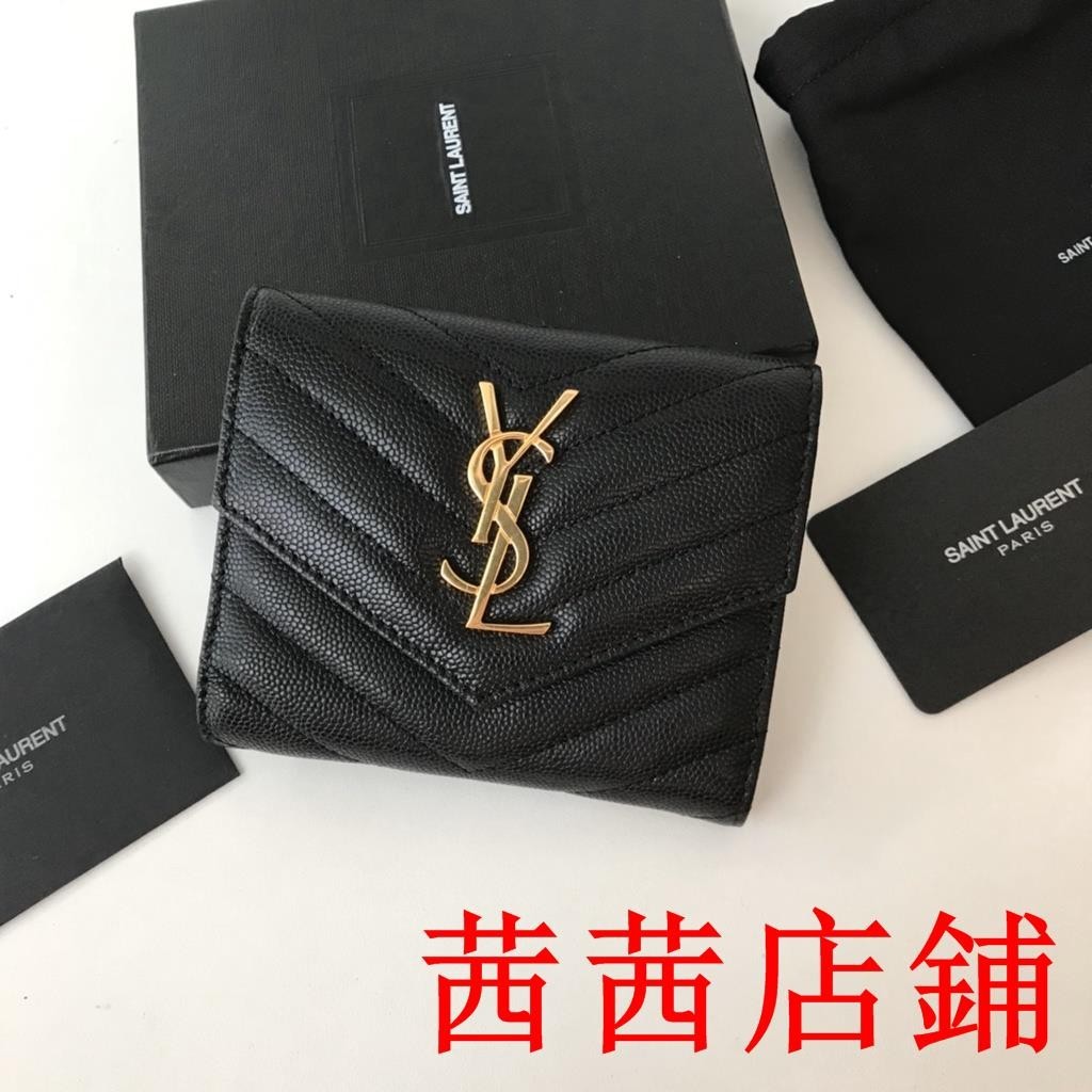 KF二手/YSL/聖羅蘭 MONOGRAM 女士三折錢包 釦式 短夾 皮夾 零錢包 403943