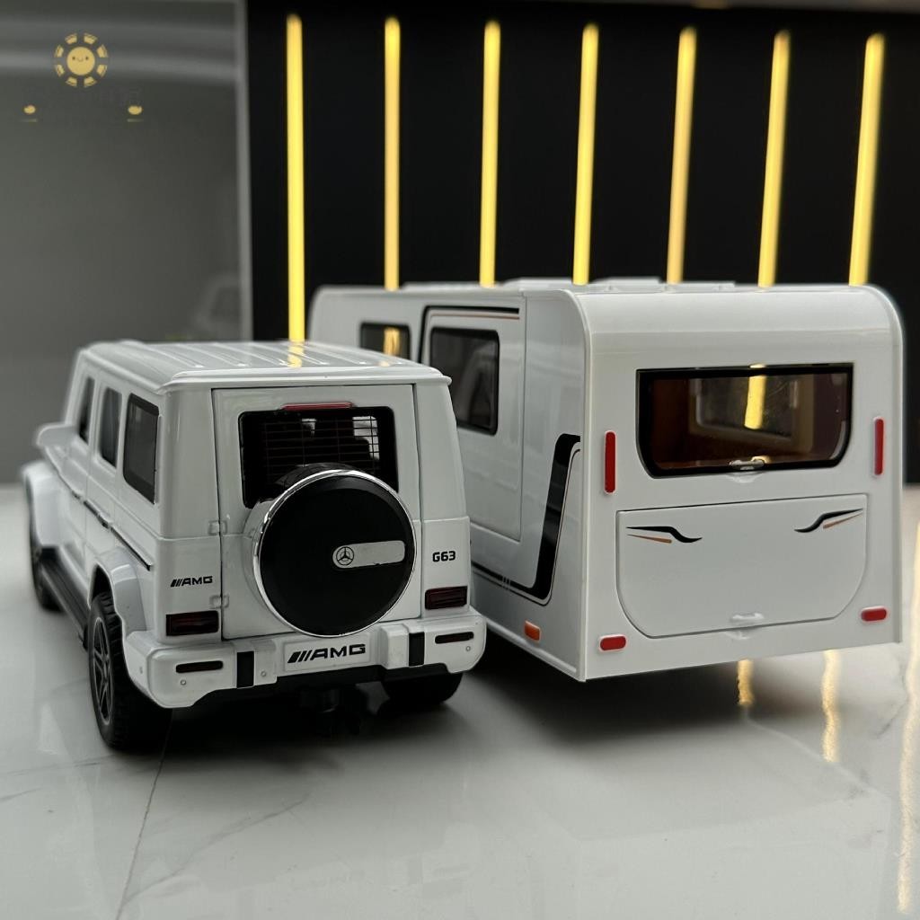 💟旅行車模型 1:32 賓士 聯結車 野營模型 露營車模型 休旅車模型 聲光 迴力車 大g模型車 收藏 礼物 模型