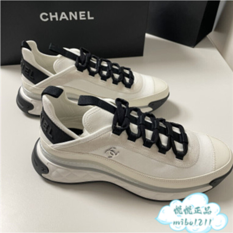 香奈兒 CHANEL 白色麂皮拼帆布 cc logo 運動鞋休閒鞋 厚底鞋 小白鞋 G35617