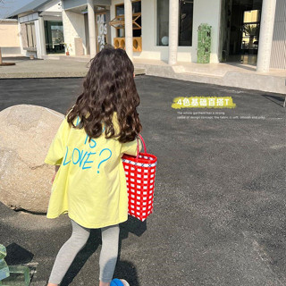 💕洋洋兒童店💕 女童短袖 女童上衣 兒童短袖純棉T恤裙韓版女童夏裝新款寬鬆寶寶洋氣中長款上衣 兒童短袖 女童T恤