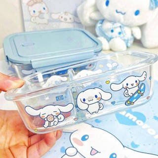 食品級保鮮盒 冰箱專用 凍肉盒 水果收納盒 密封保鮮盒 日式ins可愛大耳朵狗學生宿舍帶餐分格玻璃飯盒保鮮盒帶蓋午餐盒