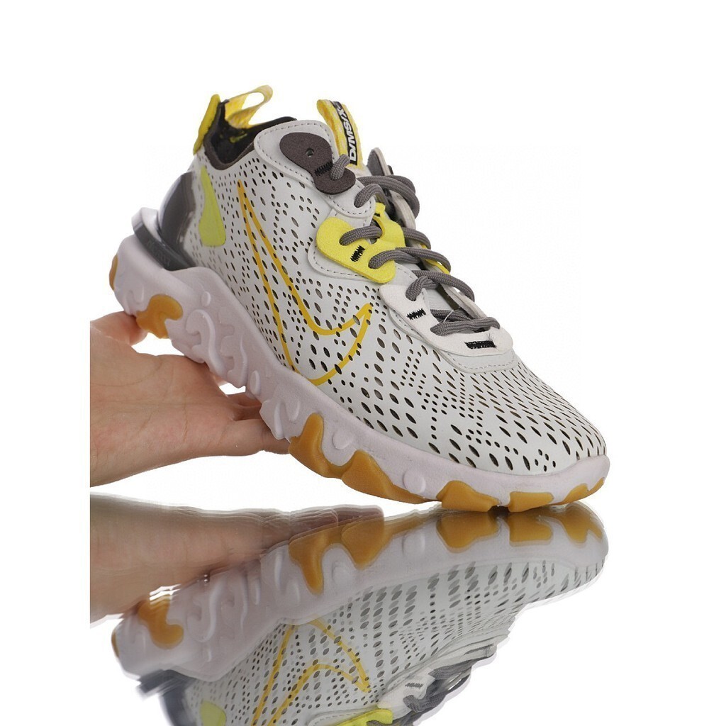 Nike React Vision 輕量 潮流百搭 運動鞋 休閒 慢跑鞋 米白深灰淡黃生膠黃CD4373-500 男女鞋