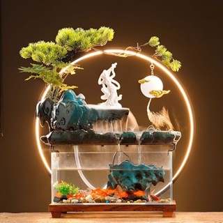 風水擺件/破損補髮/流水招財魚缸擺件傢居客廳桌麵水循環噴泉景觀裝飾品喬遷開業禮品