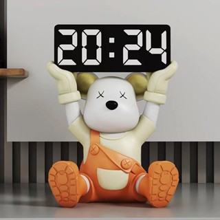 電子時鐘 電子鐘 時鐘擺飾 玄關擺飾 時鐘 數字時鐘 創意時鐘創意擺件暴力熊時鐘擺件鐘表玄關客廳臥室桌面臺式創意擺放式鬧