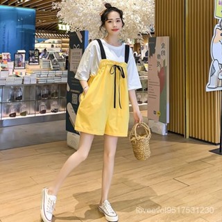 臺灣 出貨 孕婦裝 孕婦套裝 孕婦背帶褲 單件/套裝 寬鬆 夏純棉大碼 休閒時尚百搭 孕婦闊腿兩件套 背帶褲 套裝