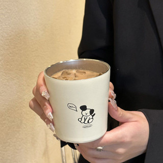 【韓國新品】IG保溫杯HI奶狗英文字母小眾復古簡約便攜不銹鋼水杯隨手咖啡杯不鏽鋼杯 鋼杯 咖啡杯 杯子 水杯 露營杯
