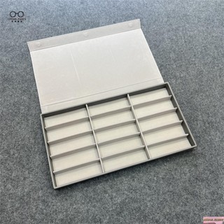高檔皮革眼鏡展示精品裝飾收納盒15格眼鏡磁鐵樣品盒老花鏡展示盒 偶嶼