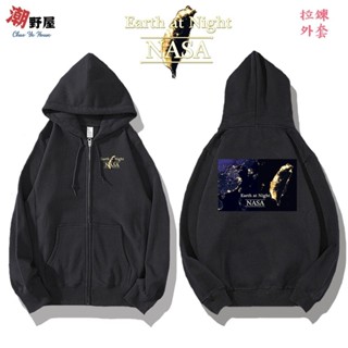 潮野屋 太空臺灣 NASA 連帽拉鍊外套 衣服 長袖上衣 歐美 刷毛 可愛 潮流 創意 街頭 休閒穿搭 WJD-616