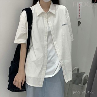【FROCK】少女襯衫新款寬鬆短袖襯衣外穿 寬鬆上衣 防曬襯衫 薄款外套 寬鬆襯衫 短袖襯衫 防曬上衣