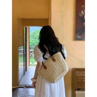草編包 藤編包 度假沙灘包 海灘包 水桶包 菜籃包 森係文藝手工編織大容量菜籃子夏季新款單肩百搭休閒通懃託特草編 TDA