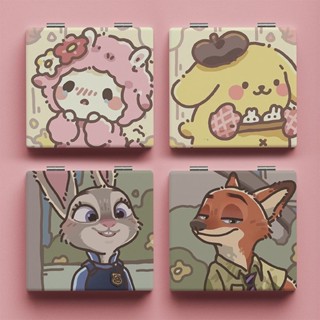 隨身鏡子✨ 折疊鏡子 瘋狂動物城小鏡子學生便攜折疊雙面鏡三麗鷗美樂蒂ins雙面手拿鏡 便攜化妝鏡 翻蓋鏡子
